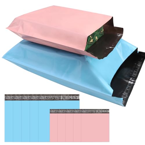 10 Piezas Sobres Plastico para Envíos, 5 Piezas Paquetes para Envios Azul 45cmX60cm, 5 Piezas Bolsas Envios de Ropa Rosa 32cmX45cm, Impermeable Opacas Autoadhesivo Sobres