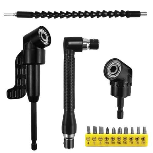 14 Piezas Adaptador de Destornillador Angular Set,105 °Adaptador Atornillador Flexible, Eje Flexible Destornillador, Piezas de Extensión de Taladro, Screwdriver Bits, para Accesorios Destornilladores