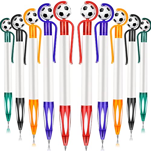 20 Piezas Bolígrafos con Forma de Fútbol Bolígrafos Multicolores Retráctiles de Tinta Negra para Recuerdos Fiestas de Fútbol Bolígrafos de Agarre Suave de Punta Media de 1.0 mm, 5 Colores
