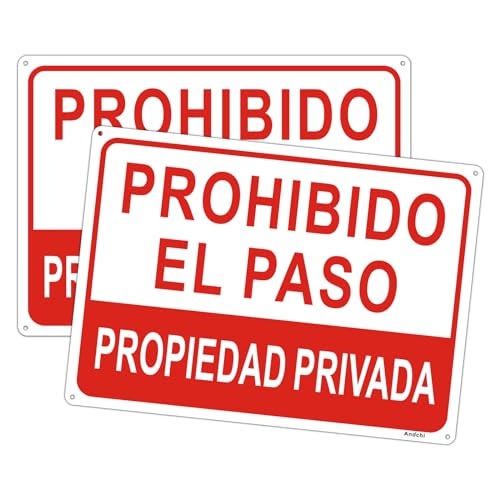 2pcs Carteles Prohibido el paso propied privada Propiedad privada Señales 35x25cm