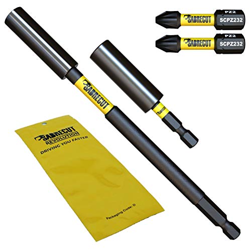 4 x SabreCut Professional 60 mm 152 mm SCRK1 Juego de soportes magnéticos para puntas de impacto con 2 puntas de impacto PZ2 de 32 mm para Dewalt Milwaukee Makita Bosch y otros