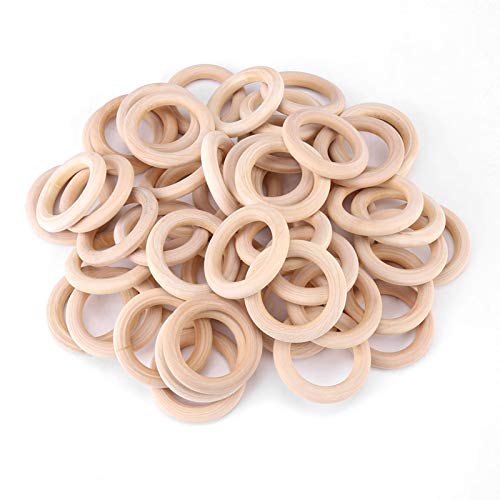 50 piezas de bucle de artesanía de madera sin terminar anillos redondos de madera natural Diy círculos de artesanía de madera accesorios de artesanía