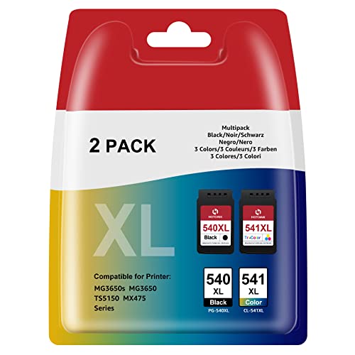 540XL 541XL Cartucho De Tinta PG-540XL CL-541XL Compatible para Tinta Canon 540 541 XL para Canon Pixma MG3650s TS5150 TS5151 MG3650 MG4250 MG2400 MG3600 MG3350 MX475 MX535 (1 Negro y 1 Tricolor)