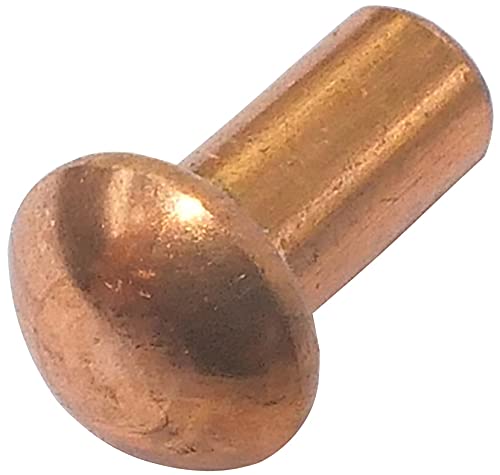 AERZETIX - Juego de 50 remaches de cobre Ø2.5x5mm con cabeza semiredonda - remache con cabeza abombada - remache sólido/remache de golpe - DIN 660 - C48023