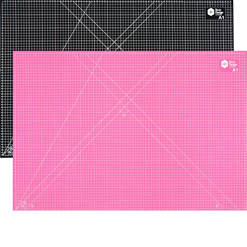 Alfombrilla de corte A1 90x60 cm 5 capas autorregenerativa tamaño color rosa y negro con cuadrículas en ambos lados y marcas en cm para costura manualidades autoreparable Tapete de corte Modelado
