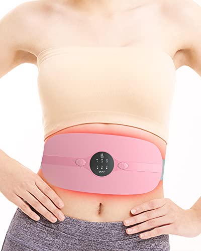 Almohadilla térmica menstrual,Cinturón de Calentamiento Eléctrico USB para el Vientre,3 Niveles de Calor y 3 Modos de Masaje,Soporte de Espalda Calentado para Alivio Dolor Menstrual (Rose)