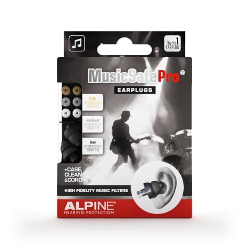 Alpine MusicSafe Pro Tapones de Alta Fidelidad para Conciertos y Reducción de Ruido - Protección Auditiva para Músicos Profesionales y DJs - Tapones Negros