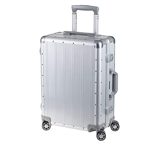 Alumaxx Maleta de Viaje Orbit, maletín con Ruedas de Aluminio, con 4 Ruedas Dobles de 360°, 54 cm, Plata, 54 cm, Maleta