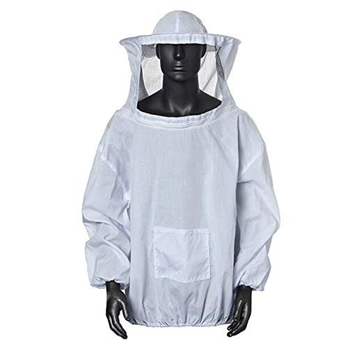 Amacoam Apicultura Velo Protectora Apicultura Protectora Chaqueta ropa protectora de apicultura Traje Traje de Apicultura Bee Traje Equipo de Protección Velo Capucha Protección Total (Blanco)