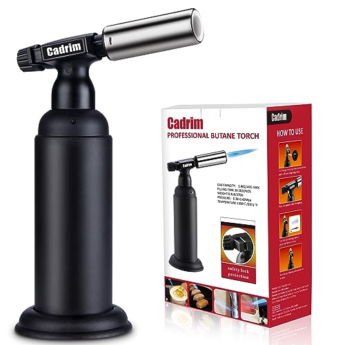 Antorcha de Butano Grande, Cadrim Antorcha Profesional Potente y Fuerte y Encendedor Culinario Recargable, Sopletes de Cocina Ajustable para Hornear,Soldar,Manualidades (No Incluye Butano)