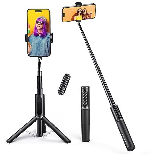 ATUMTEK Palo Selfie Trípode Bluetooth, Mini Extensible 3 en 1 Selfie Stick de Aluminio con Mando a Distancia Inalámbrico 270° Rotación para iPhone y Android, Vlogueo, Transmisión, TikTok, Youtube