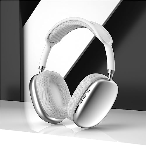 Auriculares Bluetooth P9 Pro Max,Auriculares inalámbricos con sonido estéreo,Auriculares con cancelación de ruido compatible con tarjeta TF,almohadillas de espuma,para viajes,oficina en casa (blanco)