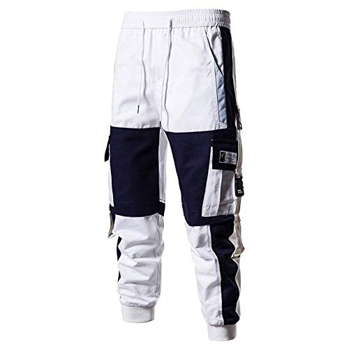 ausuky Pantalones de combate para pintores y decoradores con bolsillos para rodilleras (blanco, L)