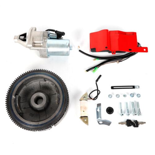 awolsrgiop Kit de arranque eléctrico de volante para Honda GX390 de 13 CV, motores y generadores con motor de arranque magnético, rueda dentada, caja de interruptor de llave, llaves