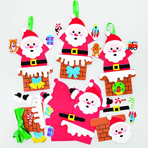 Baker Ross FE882 Kits de Decoración de Chimenea de Papá Noel - Paquete de 8, Decoraciones para que los Niños Hagan y Exhiban, Actividades Creativas para Niños, Proyecto Ideal de Manualidades Navideñas