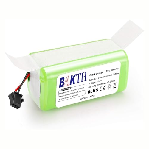 BAKTH 3000mAh 14.4V Li-Ion Batería de Reemplazo Compatible con Conga Excellence 990 950 1090 1790 1990, Batería Eufy RoboVac 11 11S 15C 30 35C, IKOHS NETBOT S14 S15 y Ecovacs Deebot N79, N79S, DN622