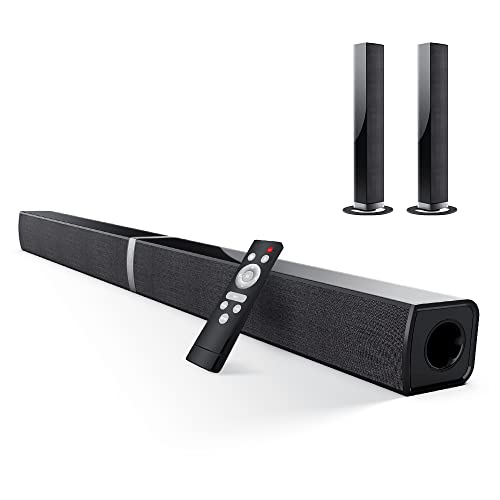Barras de Sonido 2 en 1 Soundbar 50 Vatios TV Speaker con Audio Potente, Altavoces Inalámbricos Bluetooth, Sonido Envolvente, Canales 2.0 con HDMI Opt RCA AUX