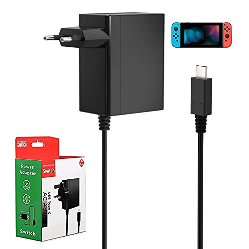 BERLS Cargador para Nintendo Switch, Cable Adaptador NS Switch, 15V 2.6A USB Tipo C Carga Rápida Compatible con Modo TV Control Dock Smart Phone HDMI Adapter Laptop & Tablet (6FT Cable)