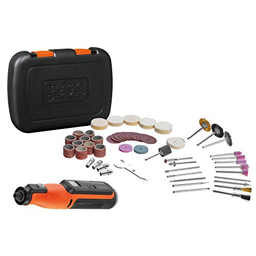 BLACK+DECKER BCRT8IK-XJ, Multi-Herramienta Rotativa 7.2V, 53 Accesorios en su Estuche, Control de Velocidad Variable, Luz LED, Puerto de Carga Micro-USB