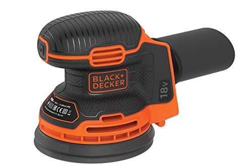 BLACK+DECKER BDCROS18N-XJ - Lijadora orbital sin cable 18V, Plato de 125 mm, Velocidad 12 000 órbitas/min, Órbita: 1.3 mm, Naranja, No incluye cargador ni batería