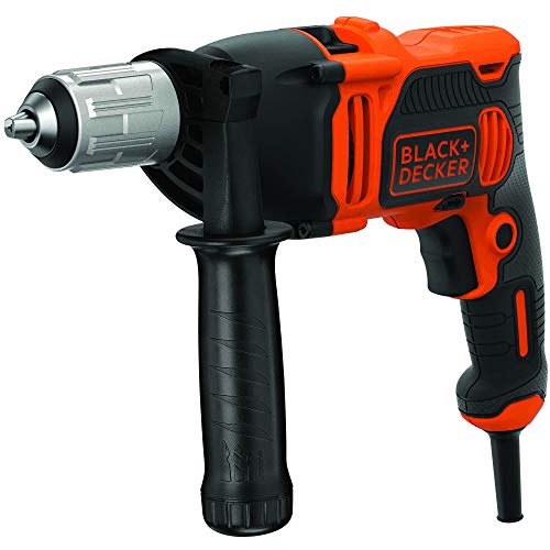 Black+Decker BEH850-QS 850W - Taladro percutor de 1 marcha (taladro percutor, portabrocas de sujeción rápida de 13 mm, marcha hacia la derecha y la izquierda, agarre de goma