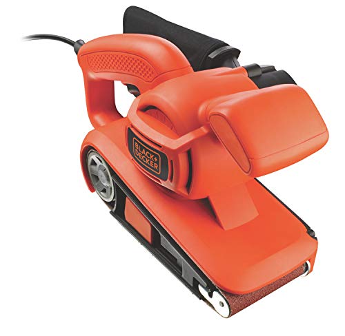 BLACK+DECKER KA86-QS - Lijadora de banda con cable, 720W, Velocidad 206 m/min, Bolsa de recogida de polvo, Área de lijado 75/145 mm, Incluye maletín