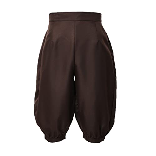 BLESSUME Pantalones Pirata Medieval Renacentistas Trousers Corte Holgado (L, Marrón)