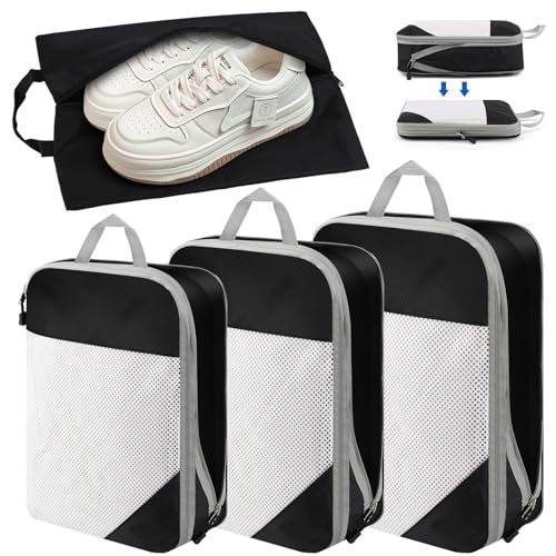 Bolsas de compresión, 4 PCS Cubi da imballaggio a compressione, set di organizer per valigie, borse da imballaggio con cubi da imballaggio a compressione