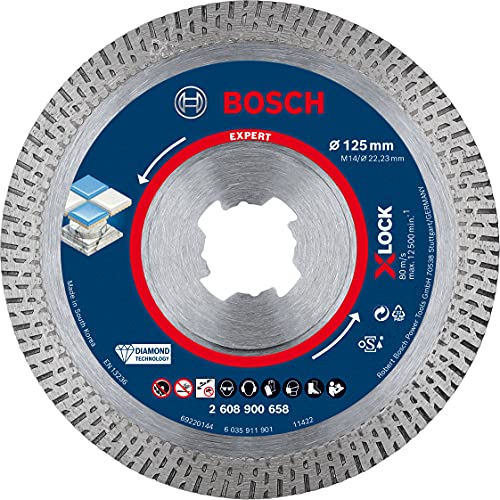 BOSCH ACCESORIOS - Bosch Professional 1x Disco de corte de diamante Expert HardCeramic X-LOCK (para Azulejos duros, Piedra dura, Ø 125 mm, accesorios Amoladora pequeña)