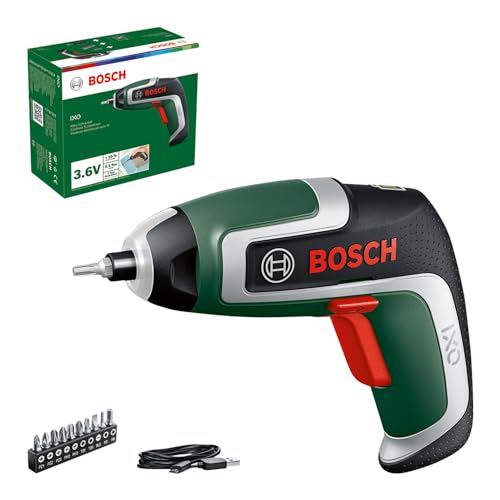 Bosch Destornillador inalámbrico compacto IXO (7ª generación; 3,6 V; 2,0 Ah; 5,5 Nm; con cable micro USB; compatible con accesorios de colección IXO; tornillos de hasta 190 tornillos; en caja de