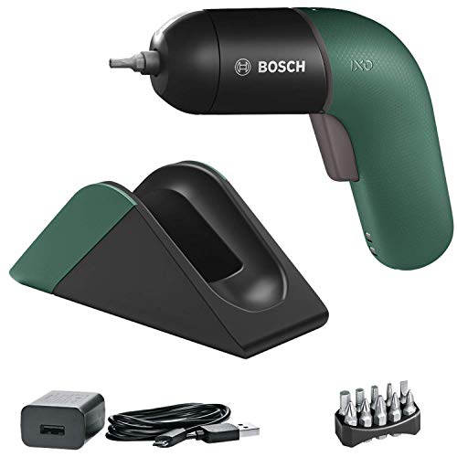 Bosch Home and Garden atornillador a batería IXO Set (6.a generación, verde, recargable con su estación de carga o cable micro-USB, regulación la velocidad, en caja) - Amazon Edición