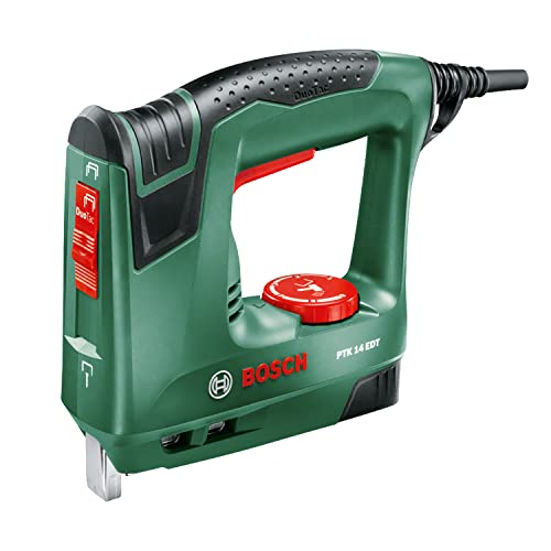 Bosch Home and Garden PTK 14 EDT - Grapadora eléctrica válida para grapas y clavos (240 W), Color Verde