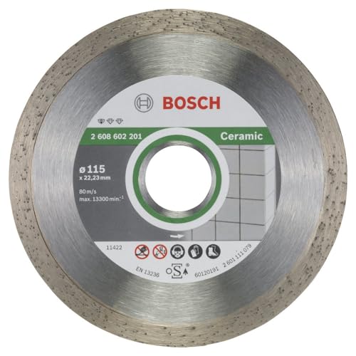Bosch Profesional 1 x Disco Tronzador de Diamante Standard for Ceramic, para Piedra, Azulejos, Cerámica, Ø 115 22.23 1.6 7 mm, Accessorios Amoladoras