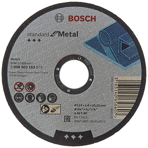 Bosch Profesional 2 608 603 163 - Disco de corte recto Standard for Metal A 60 T BF, 115 mm, 22,23 1,6 mm (pack 1)