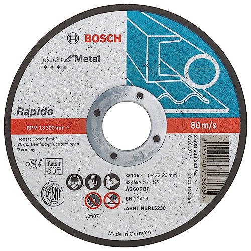Bosch Profesional 2 608 603 394 - Disco de corte recto Expert for Metal Rapido AS 60 T BF, 115 mm, 1,0 mm (pack 1)