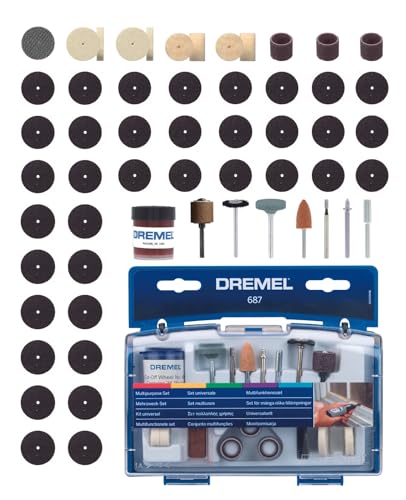 Bosch Profesional Dremel 687 Juego multiuso, kit de accesorios con 52 para herramientas rotativas