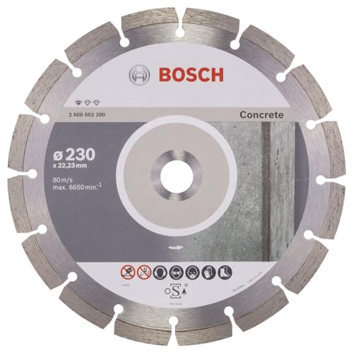 Bosch Professional 1 x Disco Tronzador de Diamante Standard for Concrete, para Hormigón, Hormigón Poroso, Ø 230 x 22.23 x 2.3 x 10 mm, Accessorios para Amoladoras