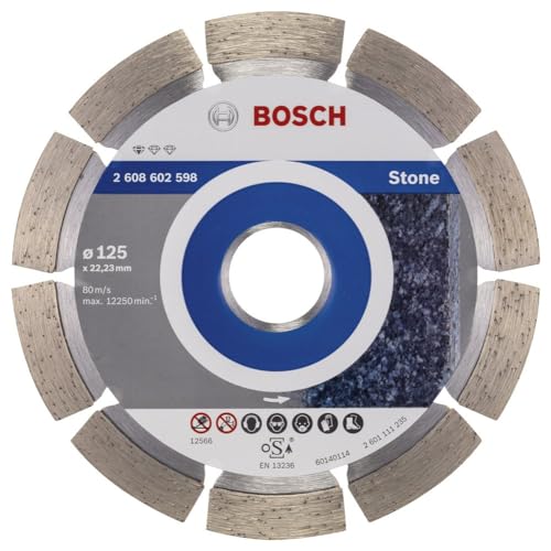 Bosch Professional 1 x Disco Tronzador de Diamante Standard for Stone, para Hormigón, Piedra, Granito, Ø 125 x 22.23 x 1.6 x 10 mm, Accessorios para Amoladoras