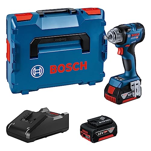 Bosch Professional 18V System atornillador de impacto a batería GDS 18V-330 HC (par apriete 330 Nm y par arranque 560 Nm, incl. 2 bat de 5,0 Ah, cargador GAL 18V-40,L-BOXX)