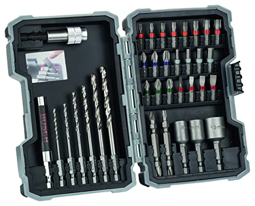 Bosch Professionnal Set de 35 unidades Brocas y Puntas Atornillar HSS-G Extra Hard (Cruceta, Pozidriv,, Hex-, TH-, S-Bit, Accesorios taladros rotativos atornilladores)