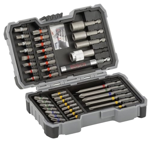 Bosch Professionnal Set de 43 unidades Punta atornillar Extra Hard (Cruceta, Pozidriv, T-bit, TH-, S-Bit, Accesorios taladros rotativos y atornilladores)