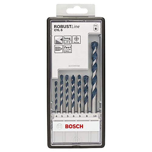 Bosch Professionnal - Set Robust Line con 7 brocas CYL-5 para hormigón y granito (accesorios de martillo perforador), Ø 4-10 mm