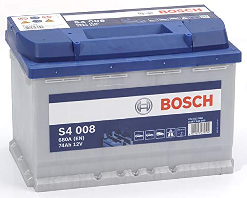 Bosch S4008 Batería de coche 74A/h 680A tecnología de plomo-ácido para vehículos sin sistema Start y Stop, Gris