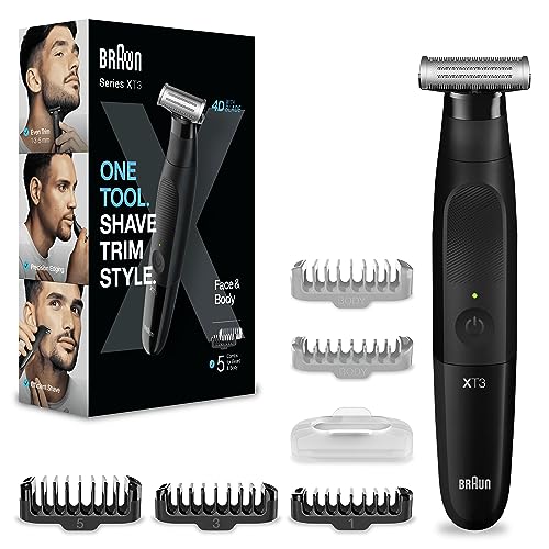 Braun Series X Recortadora de Barba, Afeitadora Eléctrica Hombre con Rasuradora para Rostro y Cuerpo, XT3200, Negro