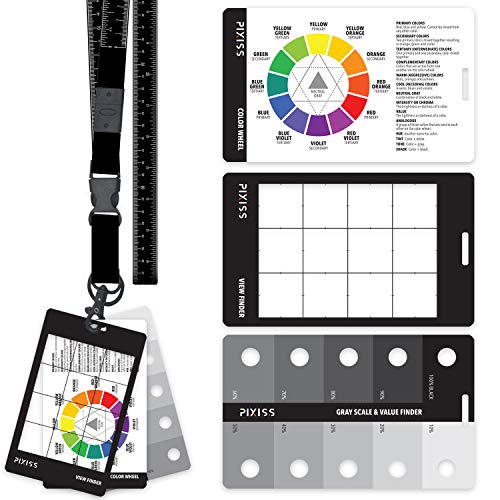 Buscador de valores de escala gris, rueda de color, buscador de vista de artistas, visor en cordón con herramientas de cinta métrica para dibujar, fabricado en los Estados Unidos