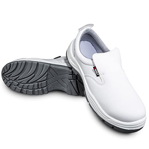 BWOLF Astral S2 SRC Zapatos de Cocina Hombre Zapatos de Cocina Mujer Impermeables, Resistentes al Aceite, Antideslizantes con Plantillas Transpirables, Blanco, 37 EU
