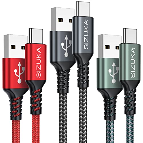 Cable USB C de Nylon [3Pack 2M] Cargador de Carga Rapida 3.1A y Sincronización, para Samsung Galaxy S22 S21 S20 S10 S9 S8 A71 A51 Note 20 10, Huawei P40 P30 P20