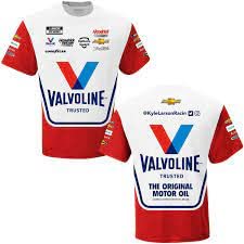 Camiseta con estampado de bandera Kyle Larson 2021 Valvoline sublimado Pit Crew, Blanco, Large