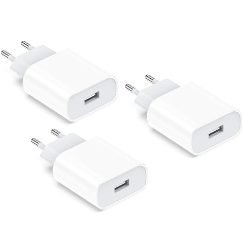 Cargador USB, 3-Pack 5V/1A Enchufe USB Adaptador Pared Universal Corriente Compatible con iPhone 11 X/XS/XS MAX/XR 8 7 6 6S Plus SE 2020 5S, Samsung Galaxy S9 S8 S7, Android,Tableta,Pad