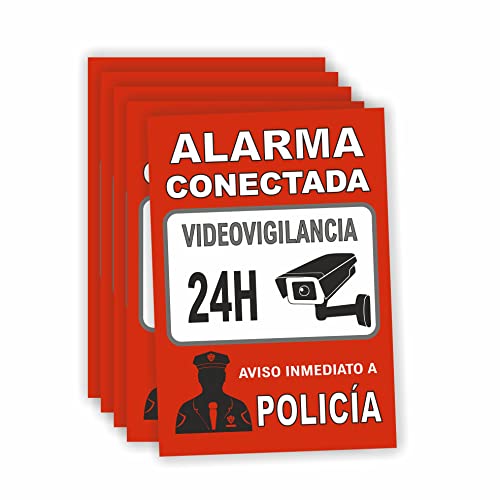 Cartel Videovigilancia Alarma Conectada - Carteles zona videovigilada - Señal Disuasoria Medidas 21x30 cm - Material PVC Resistente -Interior/Exterior - Señal Seguridad Vigilancia - Tintas Resistentes